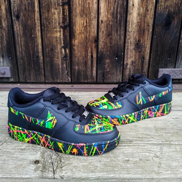 black air force 1 with paint splatter